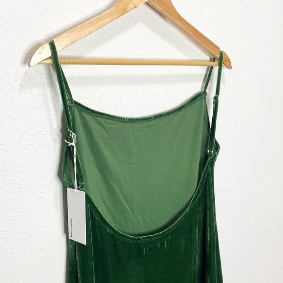 Reformation Merel Velvet Midi Dress In Green Velvet Large NWT - Picture 11 of 11
